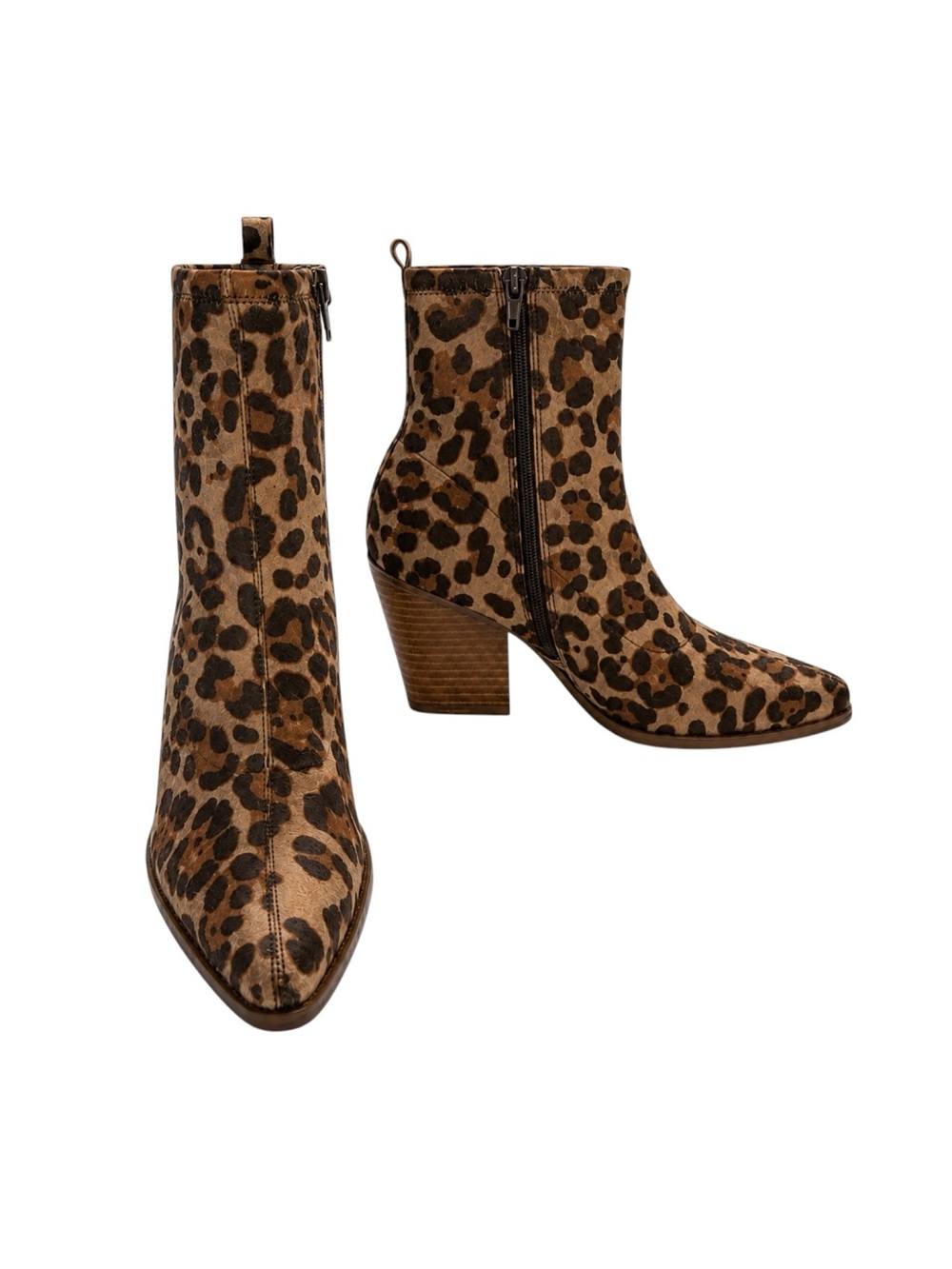 Soul Naturalizer Melodi Leopard Print Booties – Size 9 | Pointed Toe Block Heel